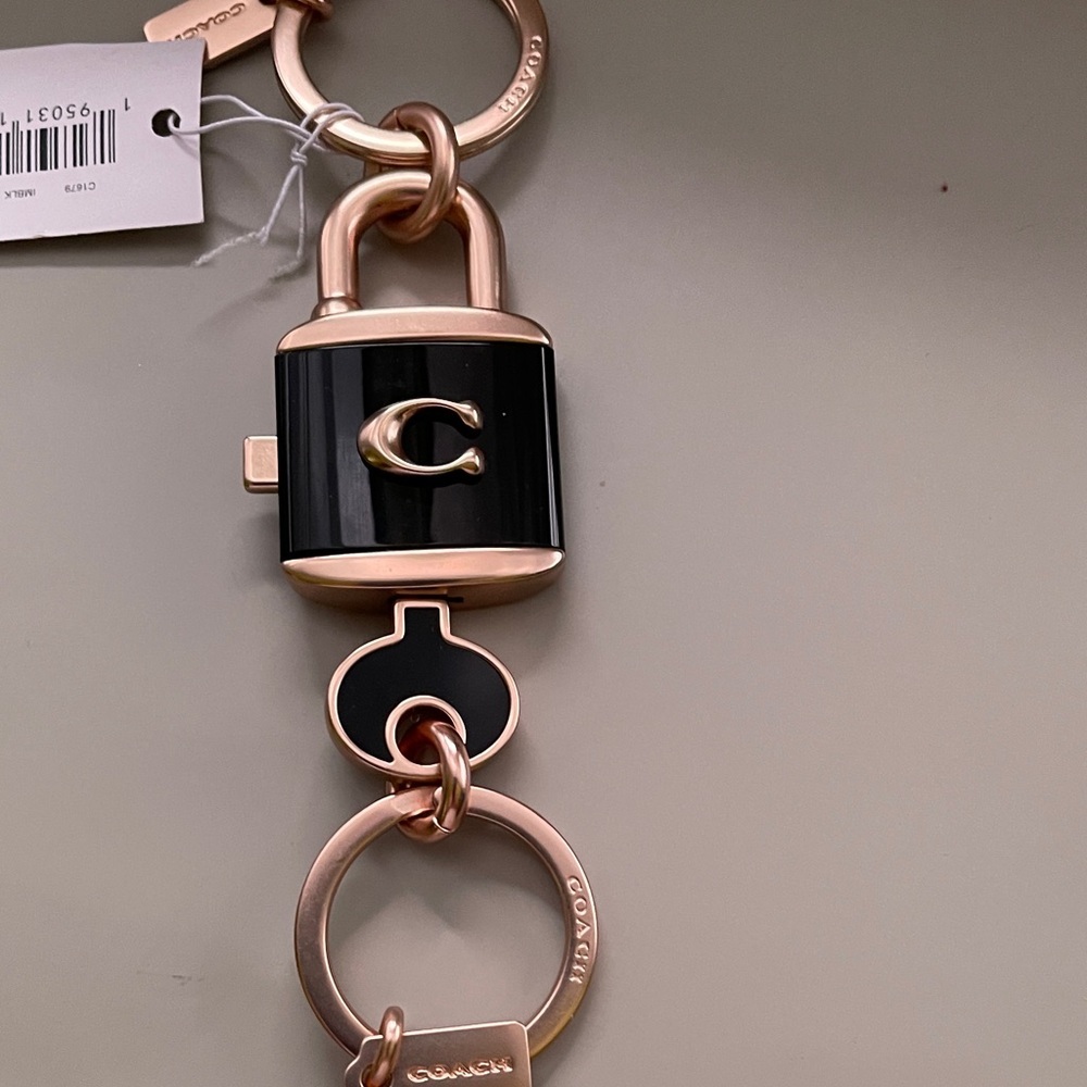 Coach Black and Rose Gold Padlock Key Holder or Charm Very Cool Coach - Picture 3 of 7